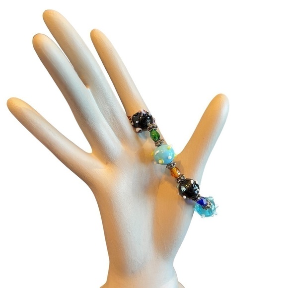 Lampwork beads bracelet, glass, colourful, unique. - Picture 6 of 7